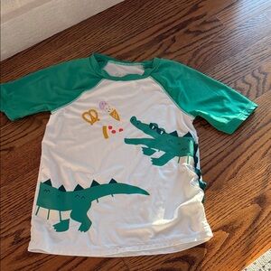 Cat & Jack Green and White swim rash guard